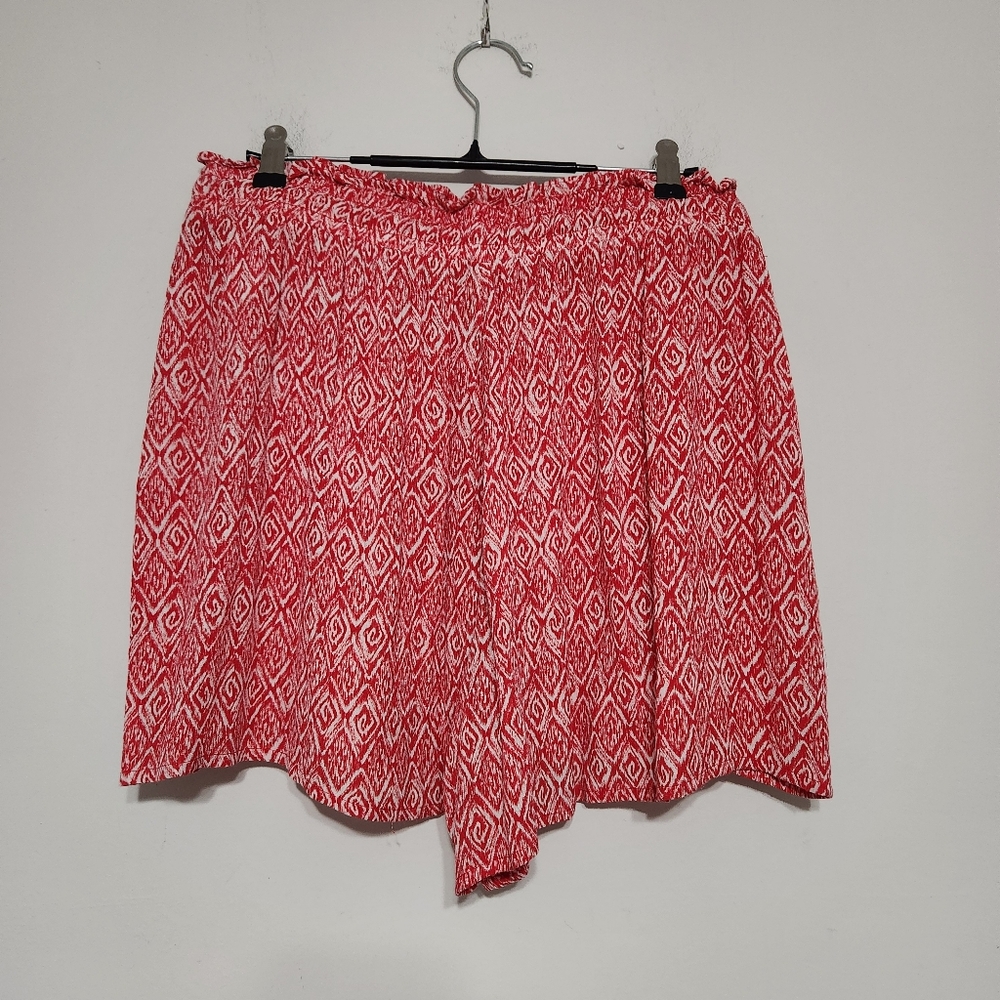 Maurice’s Shorts Flowy Drawstring Geometric Red White Design Comfy Rayon M - Picture 2 of 11